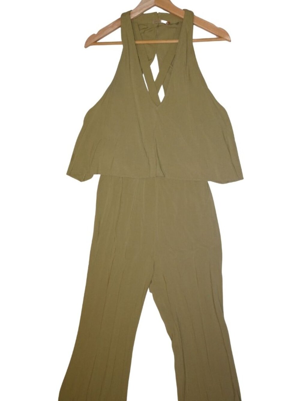 Free People Olive Green Vneck Pantsuit